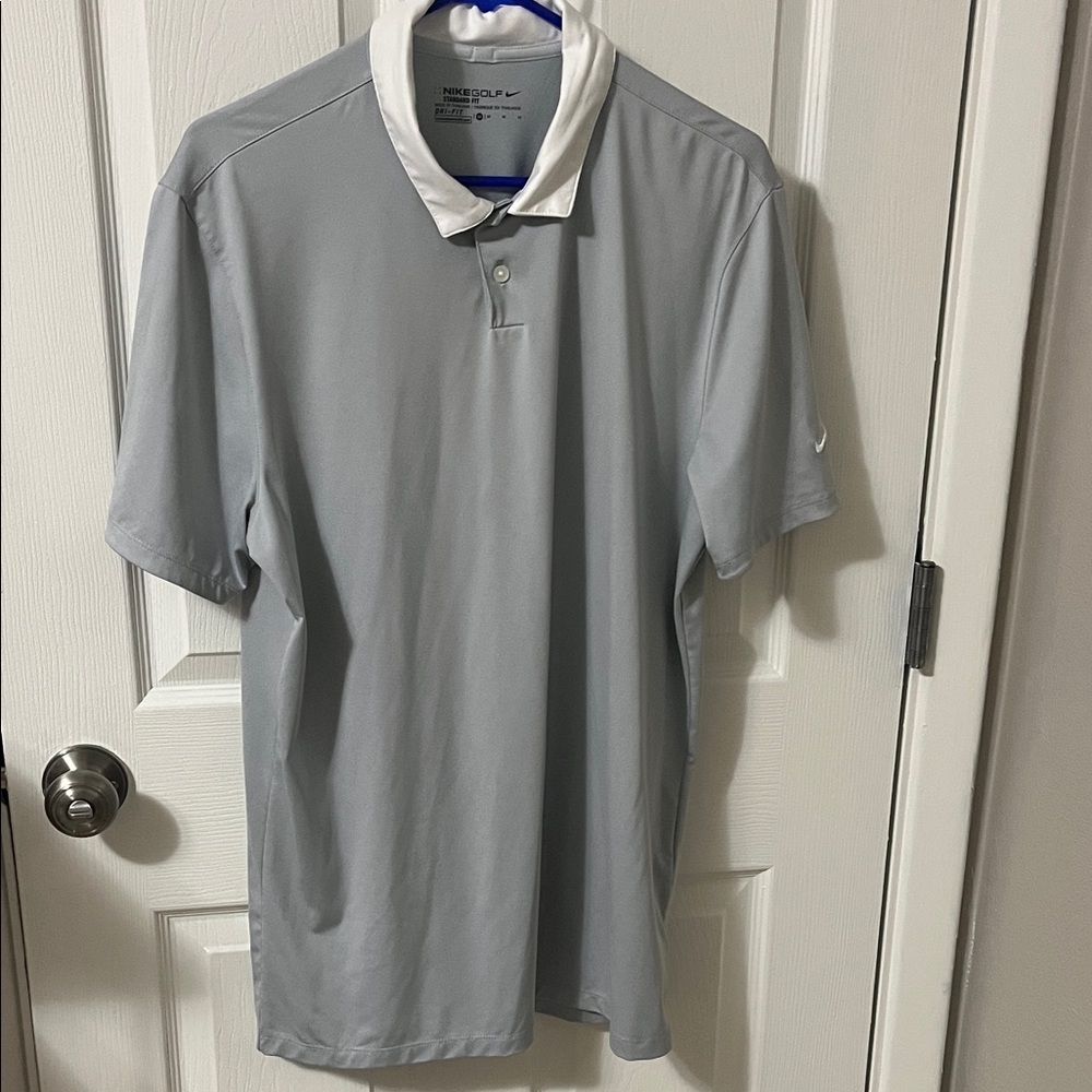 Nike Light Gray Polo with White Contrast Collar